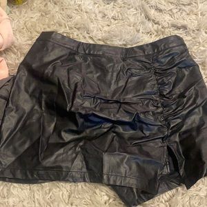 Victoria and Sophia black leather skort
